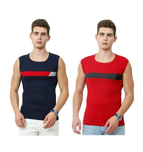 METRO STITCH PREMIUM GYM VEST_Pack of 2_Navy & Red/Multicolour_S