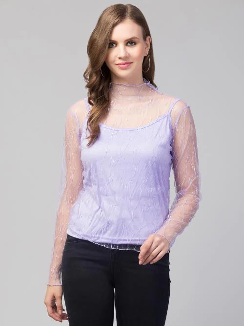 StylzIndia - Stylish Mesh Top - Purple - S