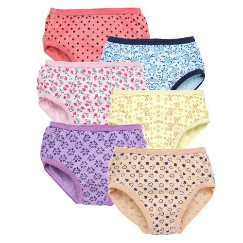 Savage Girls Cotton Panties for 7 to 8 years old with Outer Elastic 65cm Pack of 6