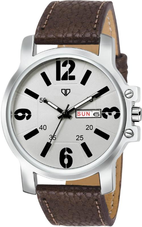 Walrus Analog Silver Dial Brown Strap Watch For Men