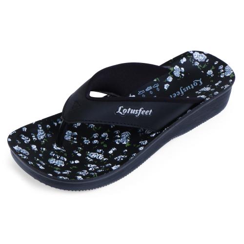 Lotusfeet Sandal for Women Soft Cushioned Insole Polyurethane FlipFlop for Girl Aero Flats Durable Slipper LongLasting sliders Soft Lightweight Ladies Chappals Daily Casual Wear Black UK 5