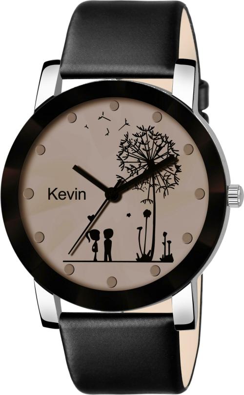 DAINTY Beige Dial Black Strap Analog Watch For Men