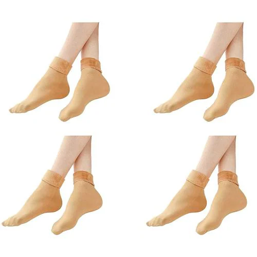 TENDSY Men's and Women's Velvet Winter Thermal Socks (Skin , Free Size) - Pack of 4Pairs