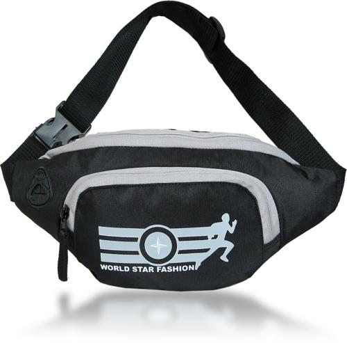 einUp Waist Bag Style Travel Pouch Passport Holder with Adjustable Strap [black ] Handy Hiking Zip Pouch Document Money Phone Belt Sport Bag (Black)