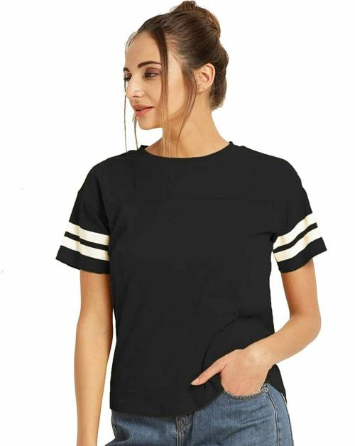 Ytrick Women Strip Plain Tshirt