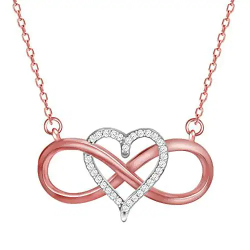 Giva Sterling Silver Dual Tone Infinity Heart Pendant With Link Chain For Women