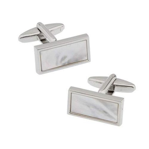 Buy The Tie Hub Silver Natural Mother of Pearl Rectangular Cufflink