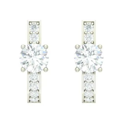 CLARA 925 Sterling Silver Swiss Zirconia Hoop Estelle Earring With Screw Back Gift for Women and Girls