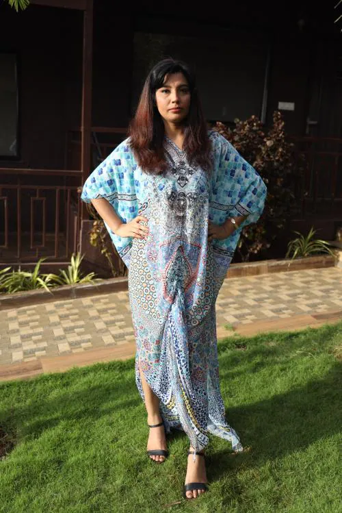 RAJORIA INSTYLE Georgette Digital Printed Stylish Beach Wear Bikini Body Cover Up Designer Kaftan Kurta/Kurti Top Dress for Women and Girls DZXA-1-ONE SIZE