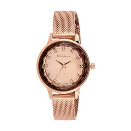 Giordano Analog Rose Gold Dial Rose Gold Strap Watch For Women
