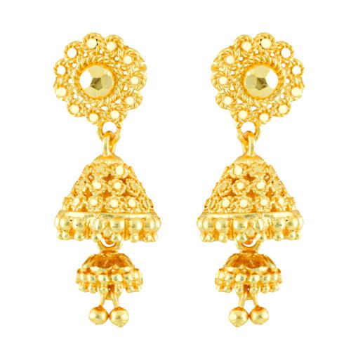MEENAZ Traditional Temple One Gram Gold Brass Copper South Indian Screw Back Studs Meenakari Stone Ear Chains Hair Peacock Jhumkas Jhumka Earrings Combo for Women Girls Wedding chain -GOLD JHUMKI-M125