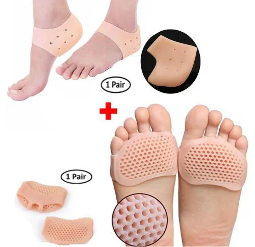 DJ FINDER 2 Pair Combo Silicone Gel Socks Half Heel Socks Front Gel Socks for Women for Winter Care Half Heel Feet Protector Ultra-Soft Socks
