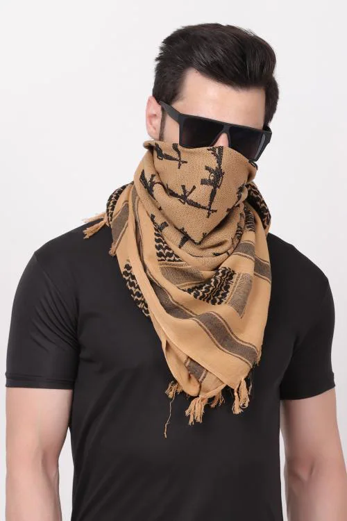 AXOLOTL Pure Cotton Afghani Shemagh Commando Scarf (101x101 cm) Khaki