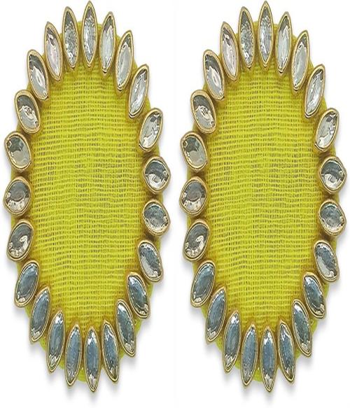 HOPMEE Handmade Kundan Jhumka Earrings Fabric Stud Earring