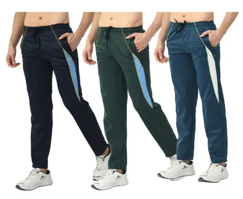 KAYU Mens Solid Polyester Lower/Track Pants (Pack of 3) Multicolor