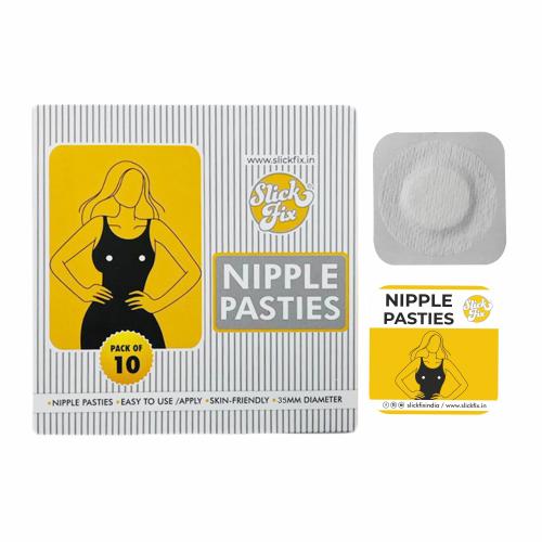 SlickFix Self Adhesive Nipple Pasties (Pack of 10) Bra-Free Clothing, Disposable, Nipple Stickers