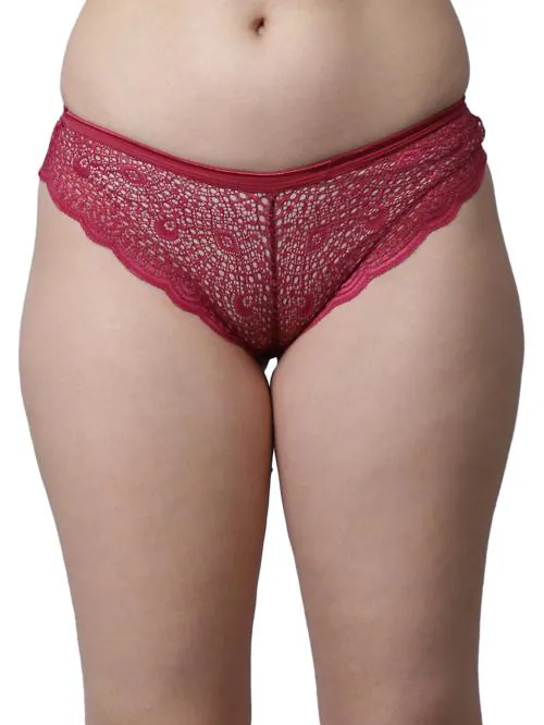 PrettyCat Women Maroon Elegant Lace Sexy Bikini (PC-PA-6037A)