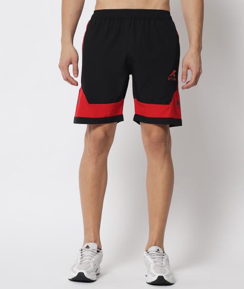 My Swag Men's Black & Red Color Solid Gym Running Shorts