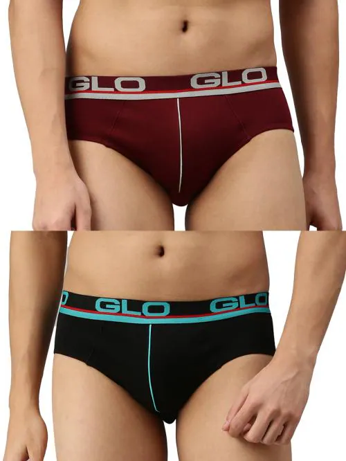 Lux Cozi Glo Men's Multicolour Solid Cotton Pack of 2 Briefs