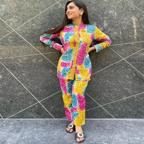 ARVI JAIN FASHIONS Women Trendy Casual/Party Wear Printed Muslin Multicolor Cord Set