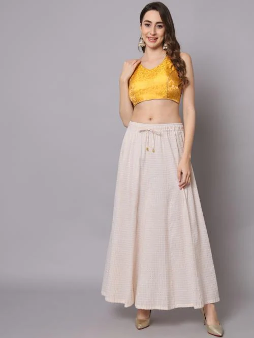 ND & R Women's Readymade, Halter Neck and Sleeveless Ladies Saree Blouse Choli. Color Yellow