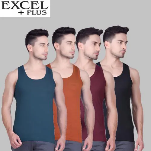 Sasta Sales color Vest For Men | Sleevless Multicolor Vest| Men's Cotton sleeve-less Vest |color ganji | color sando ganji| Pack of 4||