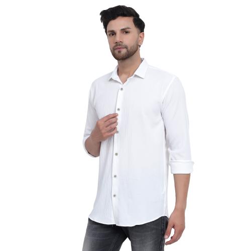 FILO HEVIS Plain White Shirt Full Sleeves Casual Wear Shirt