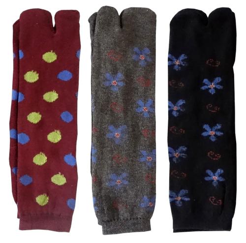 S4S Ankle Length Towel Socks For Women Pack of 3, Thumb Socks (Multicolour, Assorted Print)