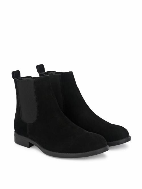 Hirel's Men's Black Suede & PU Outdoor Chelsea Boots