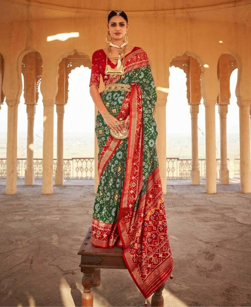 LeeliPeeri Designer Pure Patola Silk Saree With Contrass Blouse