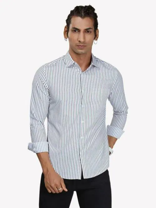 VASTRADO Men Multicolor Striped Pure Cotton Casual Shirt