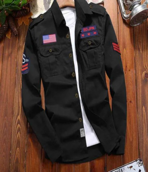 Fashlook Black DP Patch Shirt