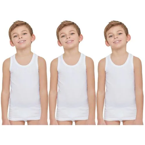 TitTom Kids White Plain Vest (Pack of 3)