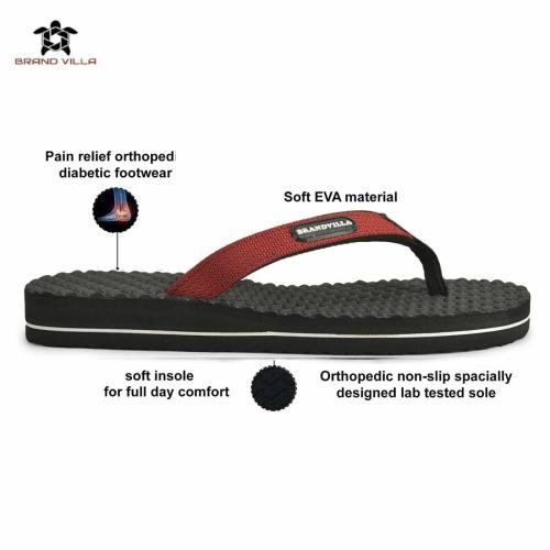 BRAND VILLA Brandvilla Doctor Slippers For Men Gents Daily Use Light Weight/Health/Ortho Care/Orthopedic/Diabetic/Antiskid/Acupressure/Pain Relief/Comfortable/Dr Sole Footwear/Home Chappal/Flip Flops SIZE 10 UK (BLACK)