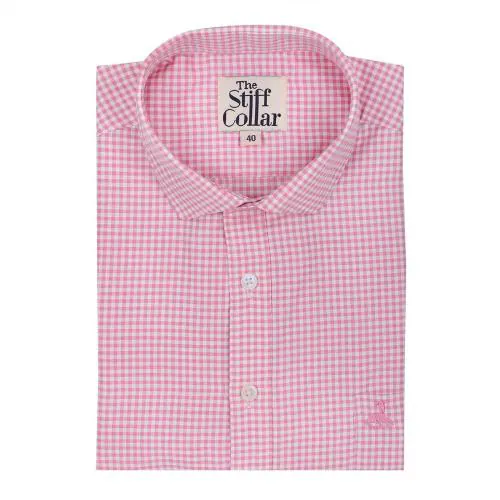 The Stiff Collar Men Pink Cotton Shirts - 42
