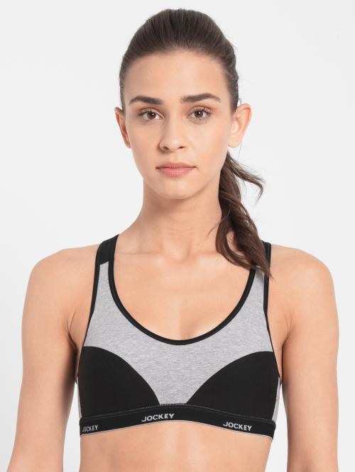 jockey Women Padded Wire-free Grey Sports Bra