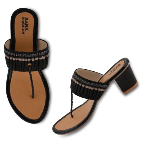 AANA FASHION Heel Sandal For Women/Girls Ribbed Strap Party/Wedding/Casual/Office Wear