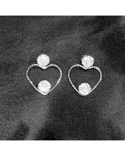 Asmitta Jewellery Fancy Heart Shape silver toned Dangle Earrings for Women