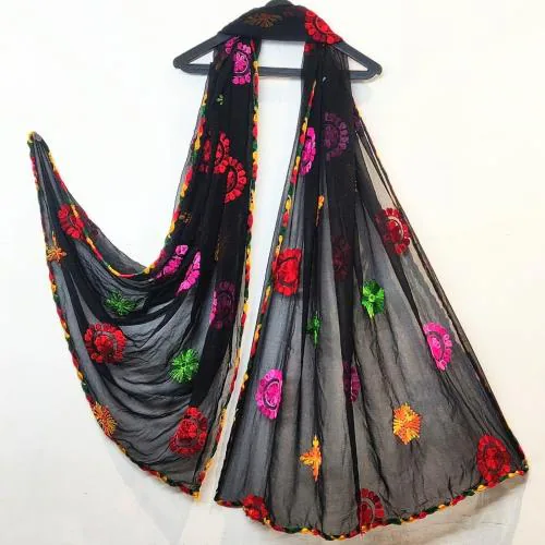 Chiffon Flower Goli Samosa-Black
