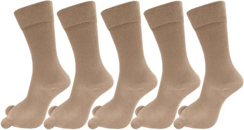 RC. ROYAL CLASS Women's Cotton Calf Length Solid Thumb Socks (Skin Tone) - Pack of 5 Pairs