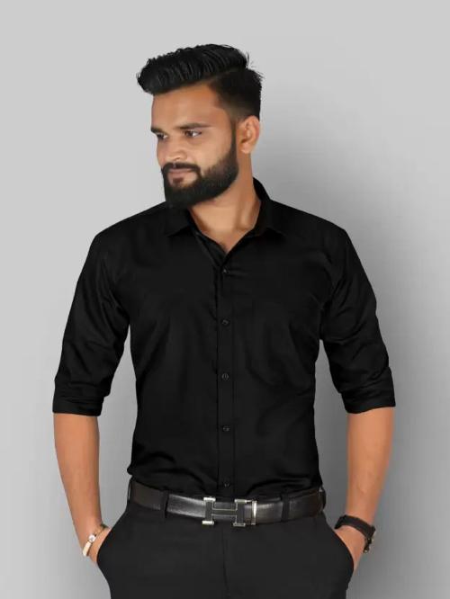 MOJILO Men's Cotton Solid Slim Fit Casual Shirt with Pocket, Full Sleeve Shirt for Formal & Casual Wear