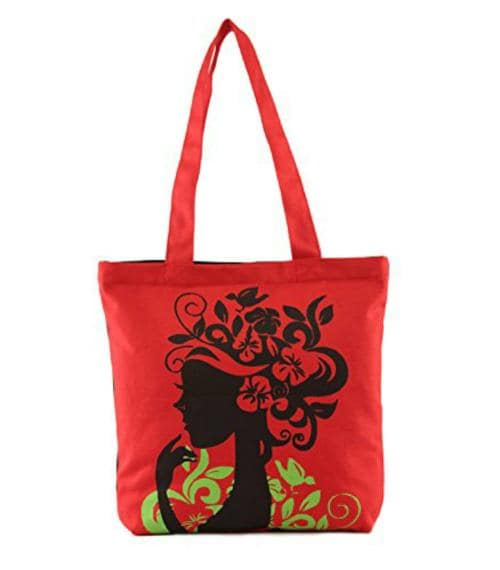 Vivinkaa Red Canvas Tote Bag For Women