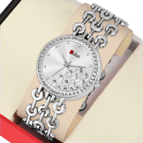 HRV Silver Dial Silver Strap Analog Watch For Women