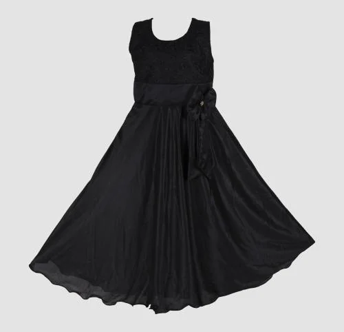 9stiches Black Colour Long Frock For Girls