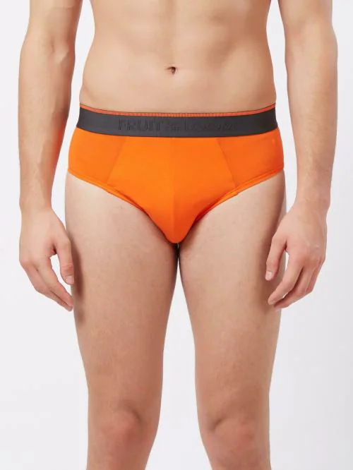 FRUIT OF THE LOOM Men's Orange Solid Cotton Blend Briefs