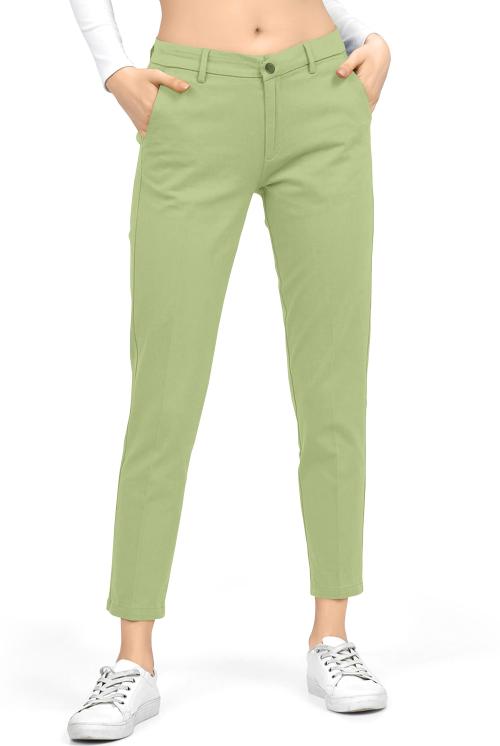AJ Brothers Women Pista Solid Lycra Blend Casual Trousers - 30