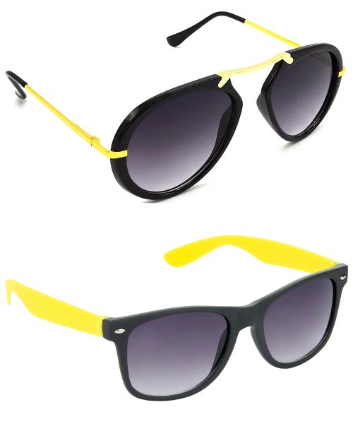 Hrinkar Grey Wrap Sunglasses for Men, Women, Boys & Girls ( Pack of 2)