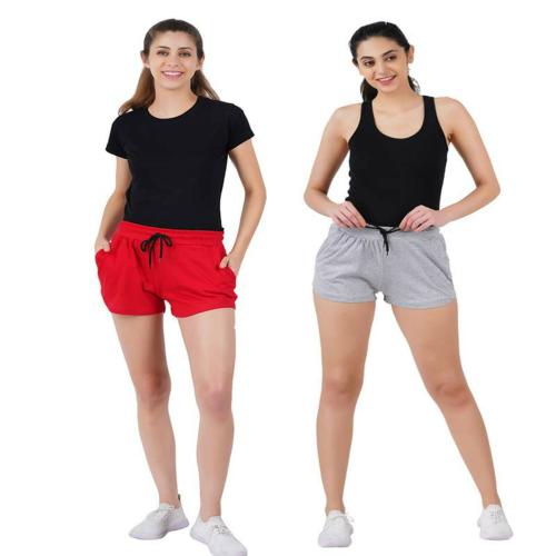 Jocker Women Gry, Red Inner Elastic Pack Of 2 Shorts (Xl)