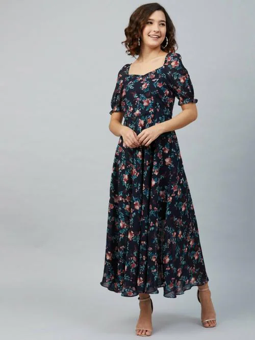 Rare Women Blue Floral Dress