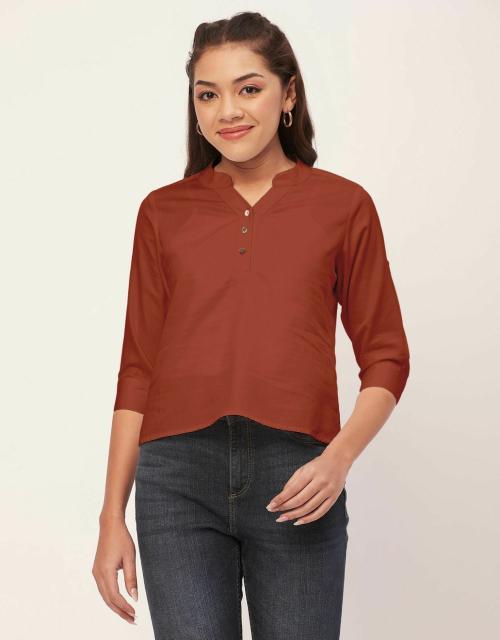 Moomaya Solid Color Tops, 3/4Th Roll-Up Sleeve V-Neck Formal Summer Shirt Tops